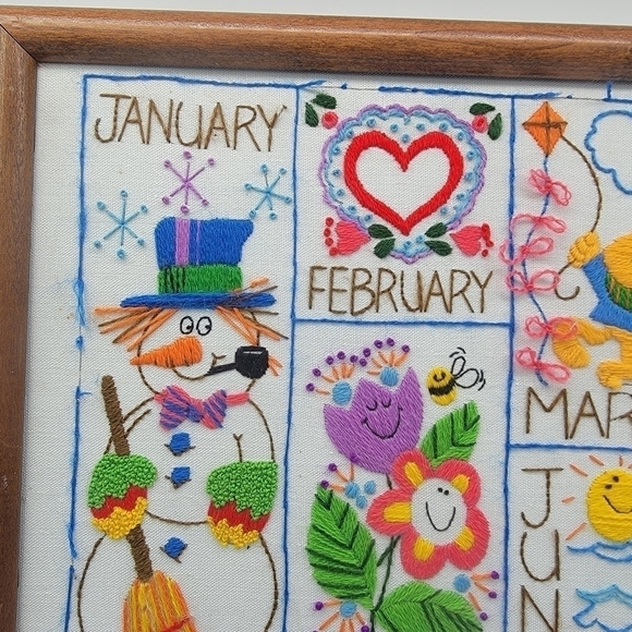 Vintage dimensions crewel needlepoint monthly calendar - Picture 2 of 14